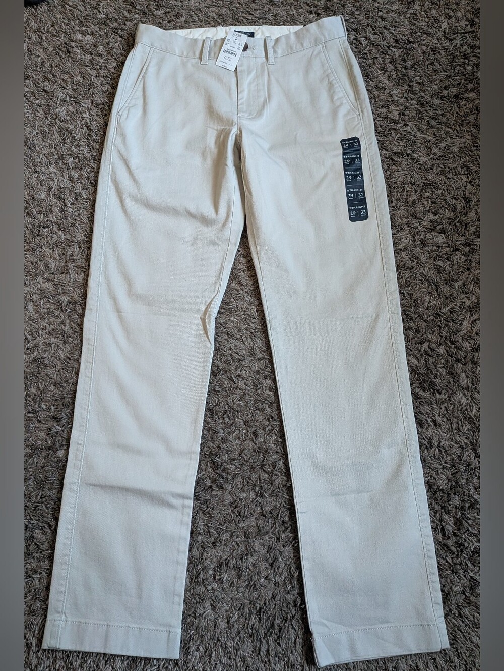 NWT J.Crew Stone Beige Cotton Straight Leg Flex Chino Pants Men's 29W 32L